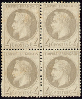 No 27I, Gris, Bloc De Quatre, Froissures Et Légères Rousseurs Sinon TB - 1863-1870 Napoleon III With Laurels