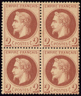 No 26II, Rouge-brun, Bloc De Quatre (un Ex Légère Rousseur). - TB - 1863-1870 Napoleon III With Laurels