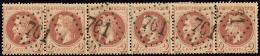 No 26I, Rouge-brun, Bande De Six Obl Gc 761. - TB - 1863-1870 Napoleon III With Laurels