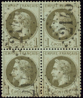 No 25, Olive, Bloc De Quatre Obl Gc 2145. - TB - 1863-1870 Napoleon III With Laurels