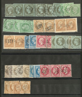 Lot. 1862-1875. Nos 19(8), 20(8), 21(8), 22(2), 24 Paire Horizontale, 25(5), 27(5), 29(2),32 Bande De Trois, 36(4), Nuan - 1862 Napoleone III