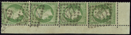 No 20c, Vert Foncé, Bande De Quatre Verticale Cdf, Obl Gc 4077. - TB - 1862 Napoleone III