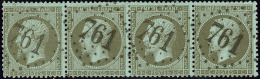 No 19, Bande De Quatre Obl Gc 761. - TB - 1862 Napoleone III