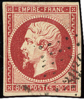 Vermillonné Foncé. No 17Ag, Froissure Dans Un Angle Mais Belle Nuance. - TB - 1853-1860 Napoleone III