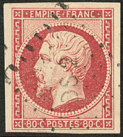 Vermillonné. No 17Af, Obl Losange "DS 2", Jolie Pièce. - TB - 1853-1860 Napoleone III