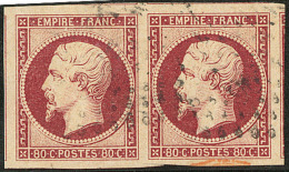 No 17A, Paire Horizontale, Quatre Voisins, Jolie Pièce. - TB - 1853-1860 Napoleone III