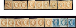 Nos 13I(11), 13II(5), 14I(2), 14II, 3 Paires Horizontales, Nuances Et Obl Diverses. - TB - 1853-1860 Napoléon III