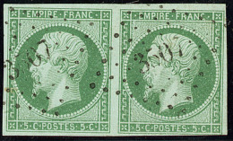 No 12, Paire Horizontale Obl Pc 3507, Nuance Foncée, Jolie Pièce. - TB - 1853-1860 Napoléon III