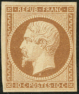 No 9c, Bistre-brun, Gomme Légèrement Diminuée Mais Fraîcheur Exceptionnelle Et Très Jo - 1852 Louis-Napoléon