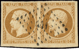 No 9, Nuance Soutenue, Paire Horizontale Obl Pc 441, Petit Bdf, Jolie Pièce. - TB - 1852 Luigi-Napoleone