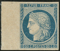 Non émis. No 8, Bleu Sur Jaunâtre, Bdf, Toujours Sans Gomme, Superbe. - RR (cote Yvert) - 1849-1850 Cérès