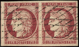 No 6, Paire Horizontale, Un Voisin, Obl Grille Sans Fin, Superbe. - R - 1849-1850 Ceres