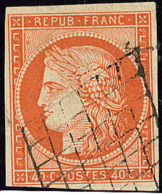 No 5c, Orange Foncé, Obl Grille. - TB - 1849-1850 Ceres