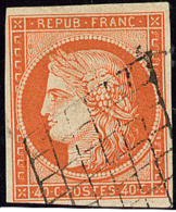 No 5c, Orange Foncé, Obl Grille. - TB - 1849-1850 Cérès