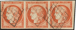 No 5b, Bande De Trois Petit Bdf, Obl Grille, Jolie Pièce. - TB - 1849-1850 Ceres