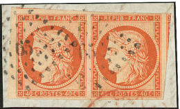 No 5b, Paire Horizontale, Deux Voisins, Obl Pc 65 Sur Petit Fragment. - TB - 1849-1850 Cérès