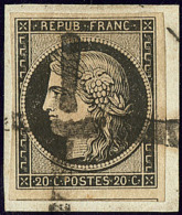 Oblitérations De Janvier 1849. Croix épaisse De Troyes Sur N°3, Sur Petit Fragment, Jolie Pièce - 1849-1850 Ceres