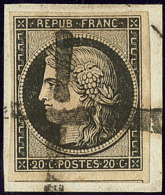Oblitérations De Janvier 1849. Croix épaisse De Troyes Sur N°3, Sur Petit Fragment, Jolie Pièce - 1849-1850 Cérès