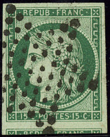 No 2d, Vert Très Foncé, Un Voisin, Obl étoile, Jolie Pièce. - TB. - R - 1849-1850 Cérès