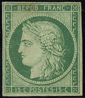 No 2c, Vert Foncé, Remargé Sur Deux Côtés Et Gomme étendue Mais TB D'aspect. - R - 1849-1850 Ceres