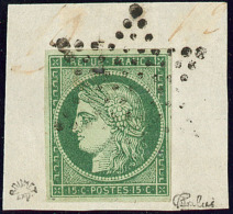 No 2, Nuance Foncée, Obl étoile Sur Petit Fragment, Jolie Pièce. - TB. - R - 1849-1850 Ceres