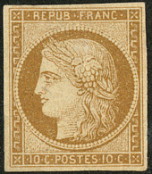 No 1, Bistre-jaune, Nuance Foncée, Fortes Charnières Mais Très Frais Et TB. - R - 1849-1850 Ceres