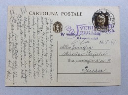 ITALIA  CROATIA      ITALIAN OCCUPATION  FIUME   VERIFICATO PER CENSURA  20.   09.01.1942 - Fiume & Kupa