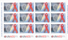 #  T 120  HIV, SIDA, SUPPORT,  2011, MNH**, BLOCK, MINI SET, ROMANIA - Gebruikt