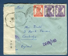 Grande Bretagne / Inde - Enveloppe Pour Cambridge  En 1943 Avec Contrôle Postal   Voir 2 Scans - Réf. S 110 - 1936-47 Roi Georges VI