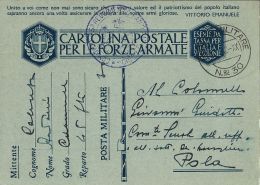 FRANCHIGIA WWII POSTA MILITARE 30 1942 CAGLIARI X POLA - Military Mail (PM)