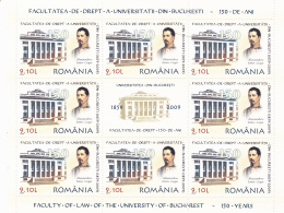 # T 120 LAW UNIVERSITY, BUCURESTI, 2009, MNH**, MINISHEET, ROMANIA - Ongebruikt