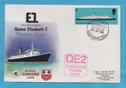 ROYAUME UNI QUEEN ELIZABETH 2 CUNARD  ENVELOPPE 1969 POSTED AT SEA - Marcophilie