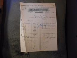 Ancienne Facture  De "Flamant Grammont  " (textile,laine) 1912 Roubaix France. - Kleidung & Textil
