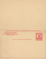 Sc#UY12 3c+3c Red Buff Paper Unsevered Postal Reply Card Stationery - 1921-40