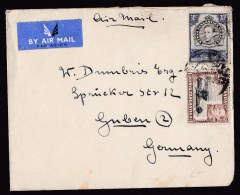 Kenya/Uganda/Tanganyika (KUT): Airmail Cover To Germany, 1948?, 2 Stamps, Bridge, Lake, King, Air Label (minor Damage) - Kenya, Uganda & Tanganyika