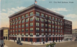 Spokane Washington, City Hall, Street Scene, C1910s Vintage Postcard - Spokane