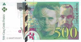 FRANCE 500 FRANCS 1994 P-160a AU/UNC SER: C 000755897  [ FR160 ] - 500 F 1994-2000 ''Pierre Et Marie Curie''