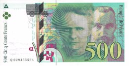 FRANCE 500 FRANCS 1994 P-160a UNC SER: Q 029455564  [ FR160 ] - 500 F 1994-2000 ''Pierre En Marie Curie''