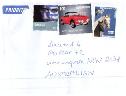 (111) Austria To Australia Cover - 2016  (Car - Greece Etc) - Used Stamps