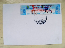 FDC Cover From Tajikistan 2014 OVERPRINTS Olympic Games Winter Sochi Ice Hockey Figure Scating - Tadschikistan