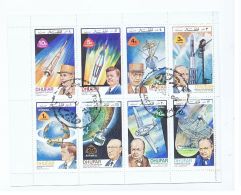 DHOFAR - SHEET OF 8 STAMPS - PRESIDENT & SPACE - 1972 - Oman