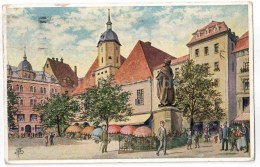 Marktplatz In Jena - Illustration - Germany - Sent From Germany To Estonia Tallinn 1929 - Jena