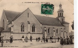 Allonnes.. Très Animée La Place De L'Eglise Attelage Cycliste - Allonnes