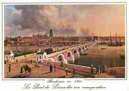 33 - Bordeaux - Vieille Gravure - Le Pont De Bordeaux Dit Pont De Pierre - Gravure Par Garmeray En 1820 - Carte Neuve - - Bordeaux