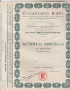 ACTION TITRE DE 3000 FRANCS AU PORTEUR - Etablissements ROLLO 90 Rue Du Chemin Vert PARIS 1/11/1951 - P - R