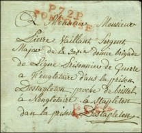 P.72.P. / PONTOISE Rouge Sur Lettre Adressée à Un Prisonnier De Guerre Français à La... - Legerstempels (voor 1900)