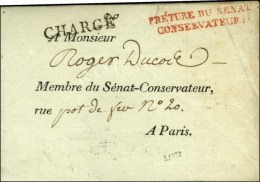 PRETURE DU SENAT / CONSERVATEUR Rouge (S N° 1128) + Griffe CHARGE Sur Lettre Avec Texte Et Bel En-tête... - Burgerlijke Brieven Zonder Portkosten