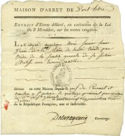 Cachet Orné MAISON D'ARRET DE PORT LIBRE (S N° 9588b) Sur Document Imprimé Daté Le 25... - Andere & Zonder Classificatie