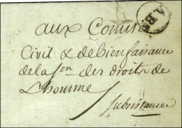 ABs Noir (Pothion N° 2630 Bis) Au Recto D'une Lettre Avec Texte Daté De Paris Le 27 Thermidor An 2... - 1701-1800: Voorlopers XVIII