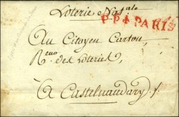 PP (fleur De Lys) PARIS Rouge (L N° 50) + '' Loterie Nat.ale '' Sur Lettre Avec Texte Daté De Paris Le... - 1701-1800: Voorlopers XVIII